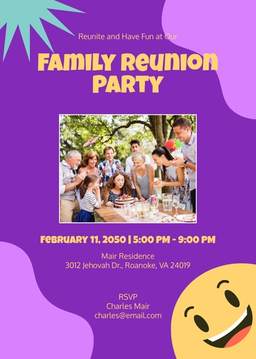 Funny Purple Family Invitation Template - Edit Online & Download