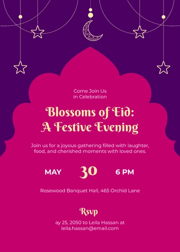 Purple and Pink Eid Invitation Template - Edit Online & Download