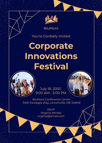 Blue Corporate Festival Invitation Template - Edit Online & Download