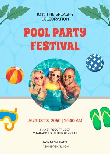 Festival Pool Party Invitation Template - Edit Online & Download