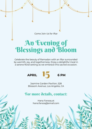 Floral Design Iftar Invitation Template - Edit Online & Download