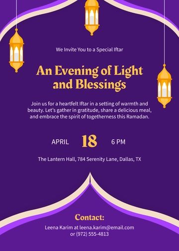 Beautiful Iftar Invitation Template - Edit Online & Download