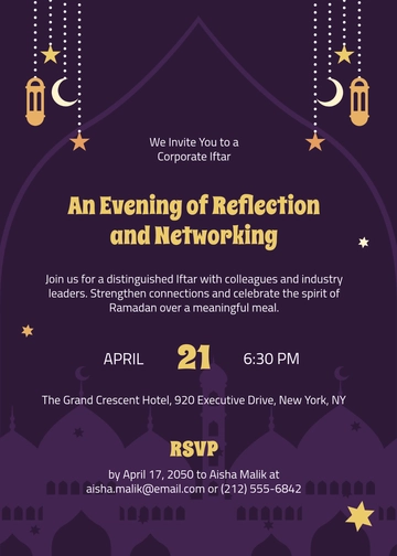 Corporate Iftar Invitation Template - Edit Online & Download