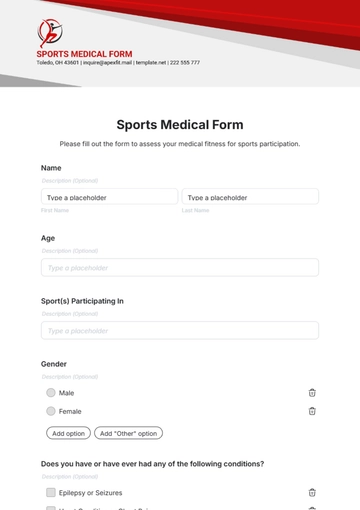 Sports Medical Form Template - Edit Online & Download