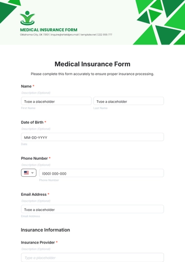 Medical Insurance Form Template - Edit Online & Download