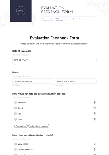 Evaluation Feedback Form Template - Edit Online & Download