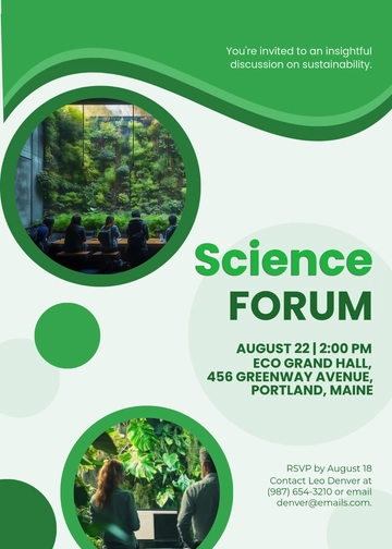Green Science Forum Invitation Template - Edit Online & Download