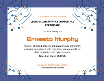 Cloud & 26 Data Privacy Compliance Certificate Template - Edit Online & Download