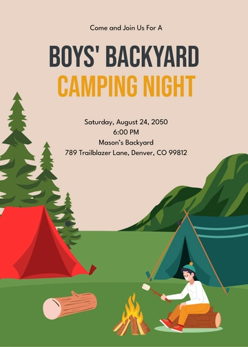 Backyard Camping Boy Invitation Template - Edit Online & Download