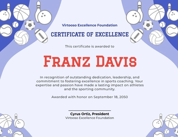 Blue Sports Coach Certificate Design Template - Edit Online & Download