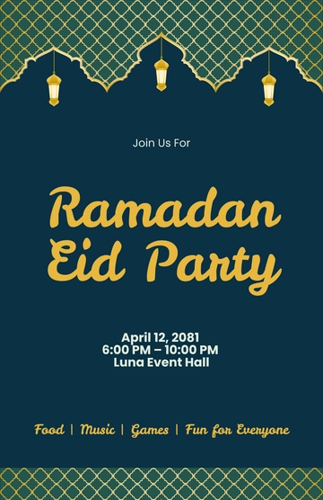 Simple Eid Al-Fitr Party Poster Template - Download | Template.net