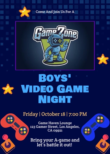 Video Game Invitation for Boys Template - Edit Online & Download