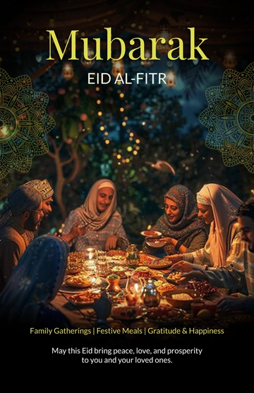 Realistic Background Eid Al-Fitr Poster Template - Edit Online & Download
