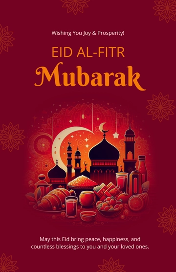 Gradient Red Eid Al-Fitr Poster Template - Edit Online & Download