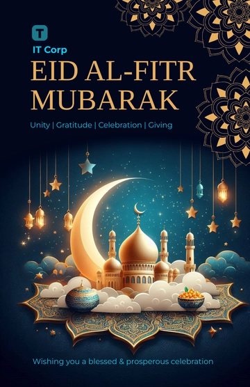 Professional Eid Al-Fitr Mubarak Poster Template - Edit Online & Download