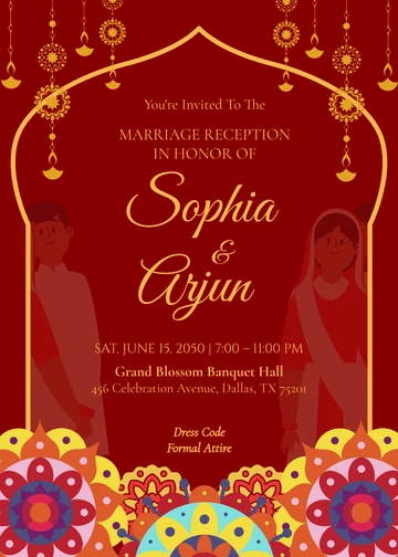 Colorful Marriage Reception Invitation Template - Edit Online & Download