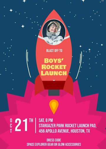 Red Rocket Boy Invitation Template - Edit Online & Download