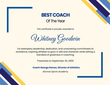 Best Coach of the Year Certificate Template - Edit Online & Download