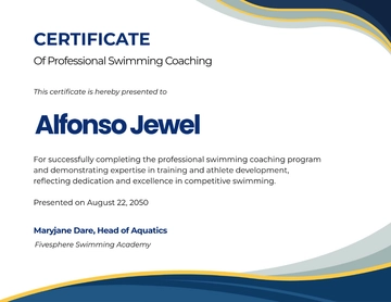 Professional Swimming Coach Certificate Template - Edit Online & Download