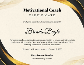 Motivational Coach Certificate Template - Edit Online & Download