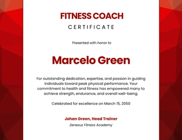 Red Fitness Coach Certificate Template - Edit Online & Download
