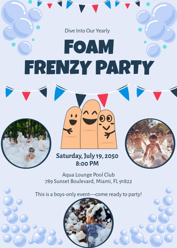 Boy Foam Party Invitation Template - Edit Online & Download