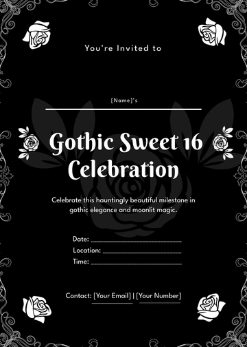 Blank Gothic Sweet 16 Invitation Template - Edit Online & Download
