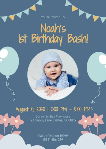 First Birthday Boy Invitation Template - Edit Online & Download