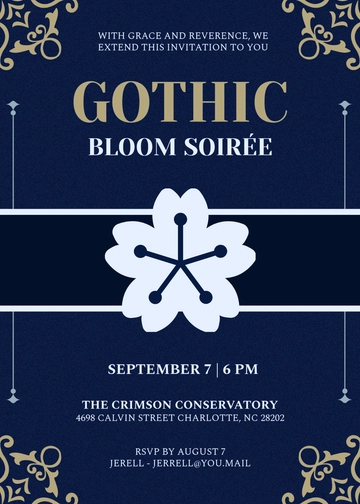 Simple Gothic Floral Invitation Template - Edit Online & Download
