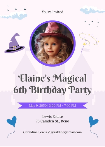 Girl Wizard Birthday Invitation Template - Edit Online & Download