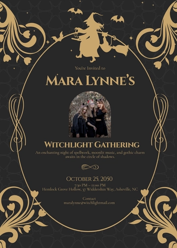 Witchy Gothic Invitation Template - Edit Online & Download