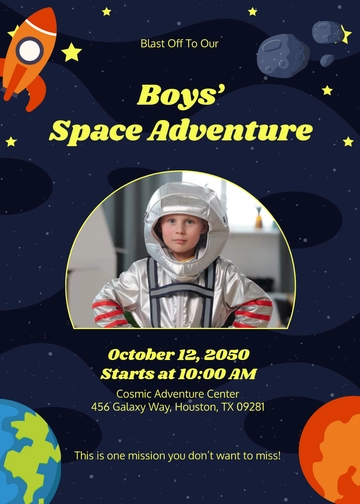Boy Space Invitation Template - Edit Online & Download