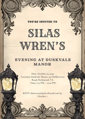 Vintage Gothic Invitation Template - Edit Online & Download