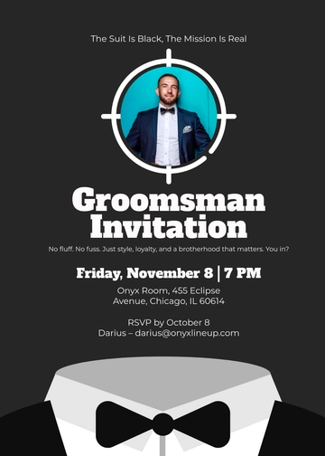 Black Groomsman Invitation Template - Edit Online & Download