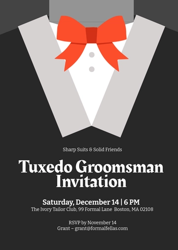 Tuxedo Design Groomsman Invitation Template - Edit Online & Download
