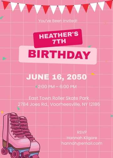 Roller Skate Girl Birthday Invitation Template - Edit Online & Download