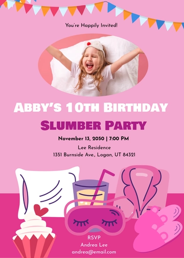 Girls Slumber Party Birthday Invitation Template - Edit Online & Download