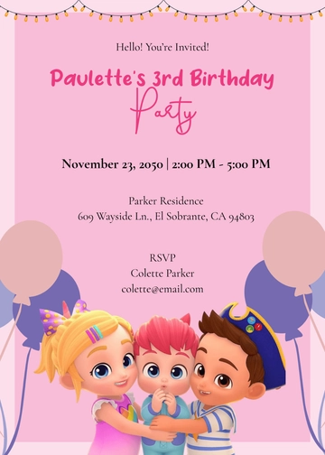 Bebefinn Girl Birthday Invitation Template - Edit Online & Download