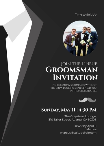 Groomsman Suit Up Invitation Template - Edit Online & Download