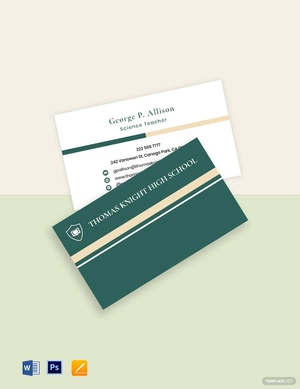 High School Business Card Template