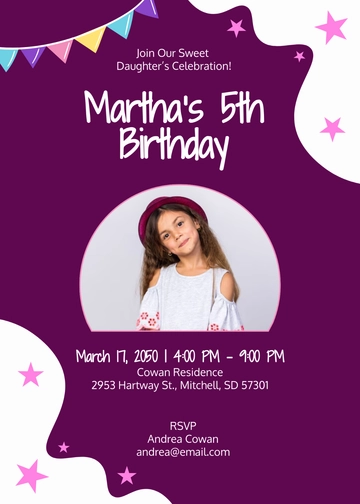 Girl Birthday Invitation Template for Daughter - Edit Online & Download