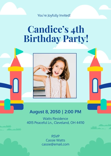 Girl Bounce House Birthday Invitation Template - Edit Online & Download