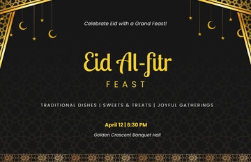 Black Eid Al-Fitr Feast Poster Template - Edit Online & Download