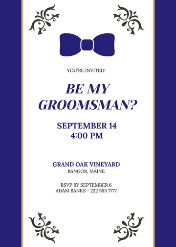 Be My Groomsman Invitation Template - Edit Online & Download