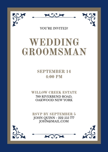 Professional Wedding Groomsman Invitation Template - Edit Online & Download