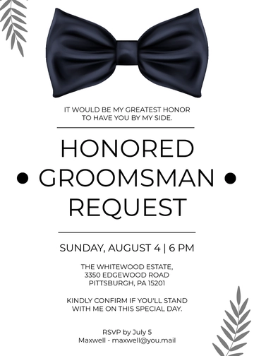 White Groomsman Invitation Template - Edit Online & Download