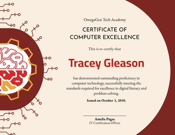 Red and Gold Background Computer Certificate Template - Edit Online & Download