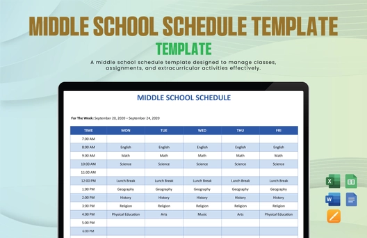 Middle School Schedule Template
