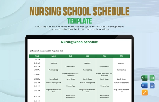 Nursing School Schedule Template