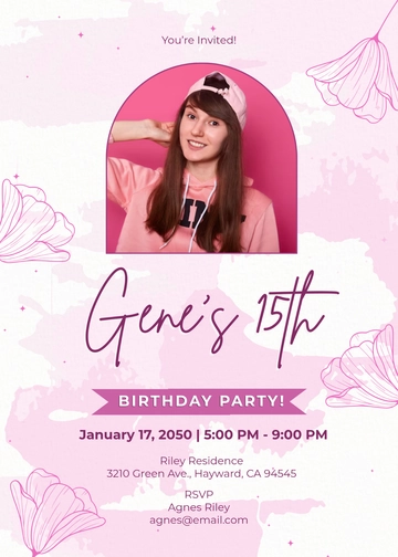 Creative Blush Girl Birthday Invitation Template - Edit Online & Download